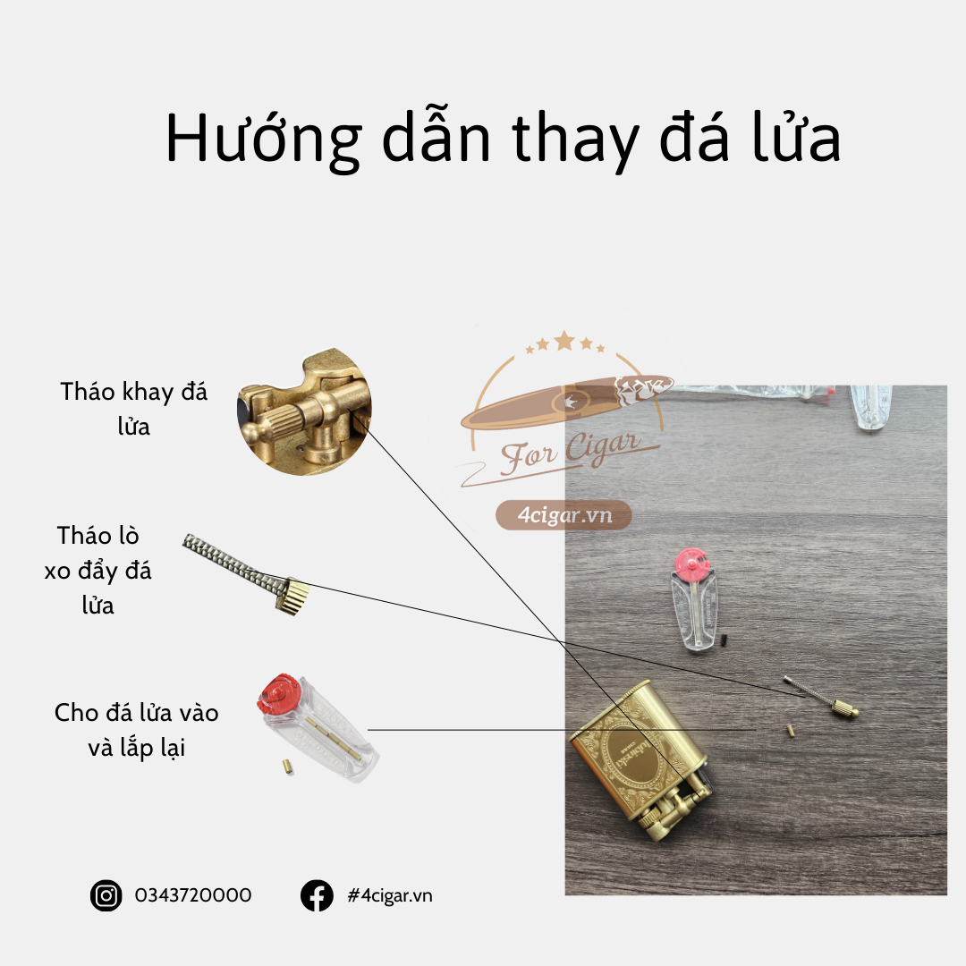 Hướng dẫn thay đá lửa cho bật lửa khò