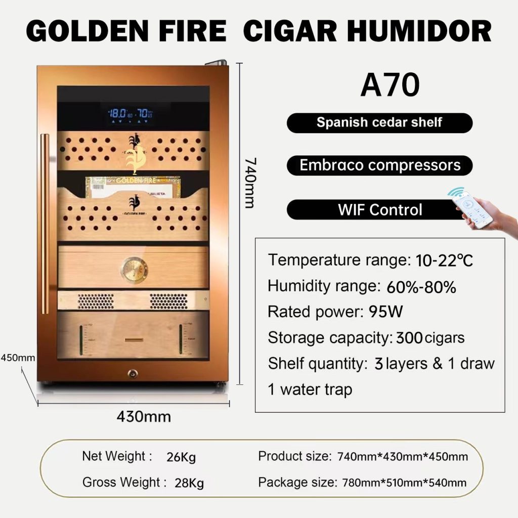 tủ điện 300 điếu golden fire a70 dung tích 70 lít