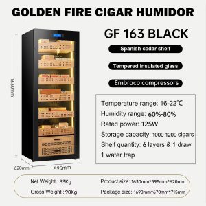 Tủ điện bảo quản xì gà Golden Fire GF 163 1200 điếu