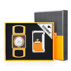 Set phụ kiện khò cắt xì gà cohiba T45 2 màu đen vàng