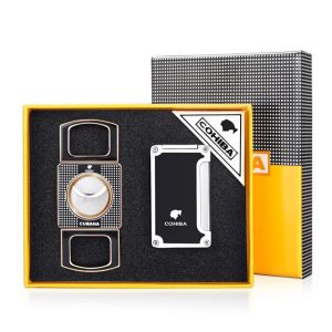 Set phụ kiện khò cắt xì gà cohiba T45 2 màu đen vàng