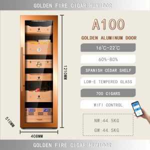 Tủ điện bảo quản xì gà Golden Fire A100 sức chứa 800 điếu xì gà điều khiển qua điện thoại